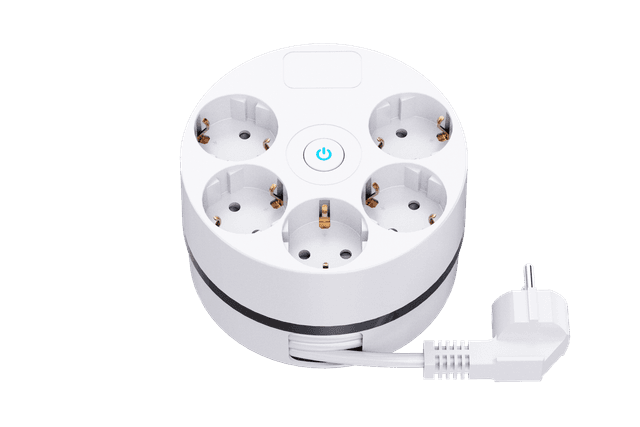 Round retractable cable power strip, 5 sockets, 3 meters – model E17