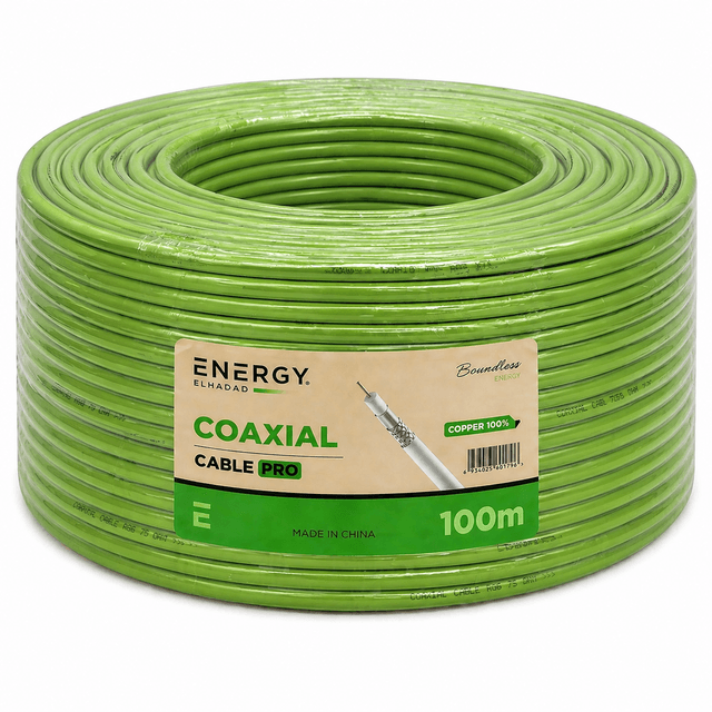 50m Coaxial Cable Roll green– 0.8 CCS – 96 Braids – High Quality