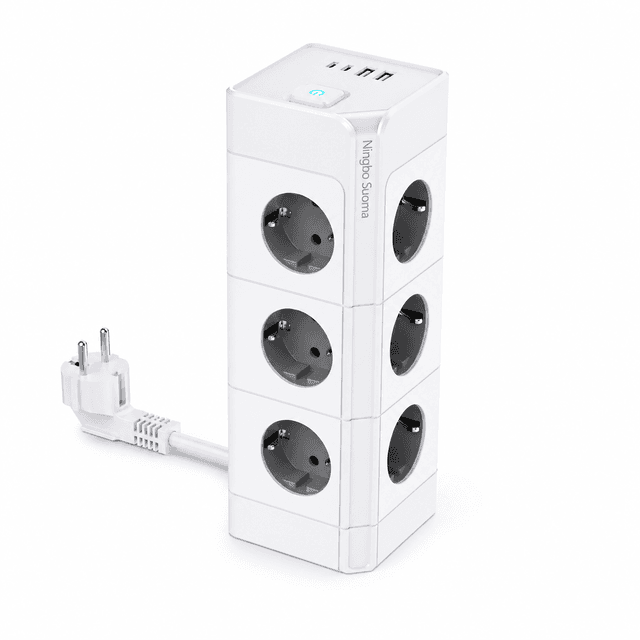 Tower power strip with 12 outlets, USB & Type-C –  – model E40-3